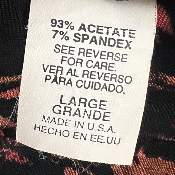 Carducci 90s Y2K Faux Wrap Blouse Size Large Black Red Pink Floral  V Neck Mesh - Picture 9 of 10
